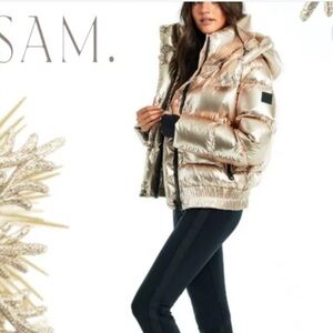 SAM. Women's Shiny Gold Puffer Jacket